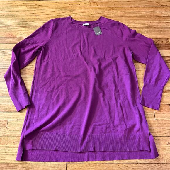 J. JILL Sweater Womens Large Pink Saphire V Neck Cotton Blend Pullover - Picture 1 of 8